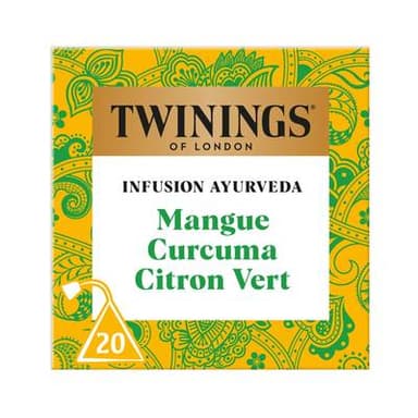 Twinings Infusion Ayurveda Mangue Curcuma et Citron Vert, 20 sachet