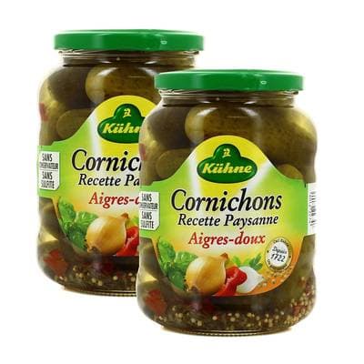 Kühne Cornichons aigres-doux recette paysane, Lot de 2x360g