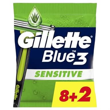 Gillette Blue 3 Rasoirs Jetables Blue 3 Sensitive, 10 rasoirs