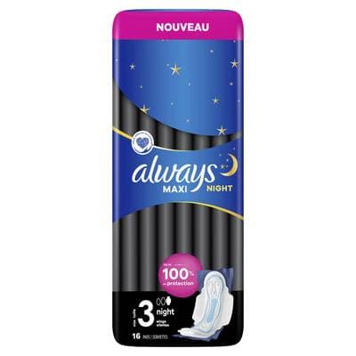 Always Serviettes hygiéniques Maxi Night - Taille 3, 16 serviettes