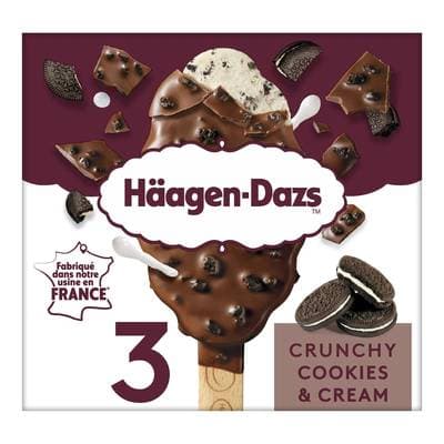 Häagen-Dazs Bâtonnets cookie cream, 3 bâtonnets - 192g