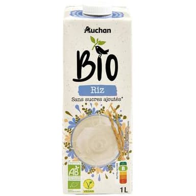 Auchan BIO Riz Bio Sans sucres ajoutés Boisson Végétale, 1L