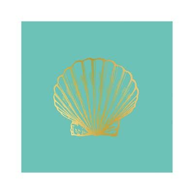 Paperproducts Design Serviettes en papier Coquillage doré turquoise, 20 serviettes de 33 x 33 cm