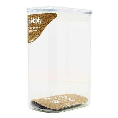 Pebbly Boîte haute rectangulaire en verre avec couvercle en verre - 1,2L, 1 pièce
