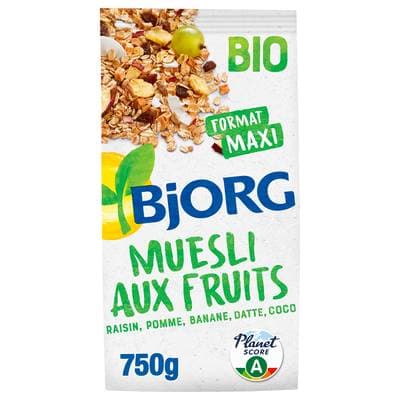 Bjorg Muesli aux Fruits Raisin Pomme Banane Coco Bio, 750g