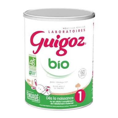 Guigoz Lait bébé en poudre Bio 1er âge, 0-6 mois, 800g