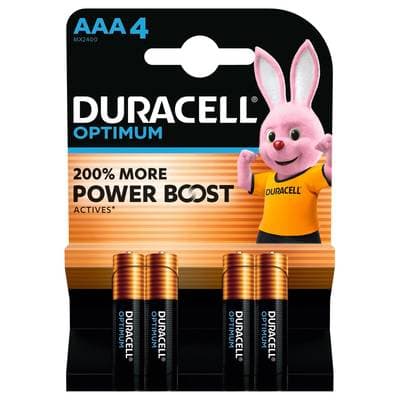 Duracell 4 Piles LR03 / AAA Alcaline Optimum, 4  piles