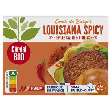 Céréal Bio 2 Coeur de Burger Louisiana Spicy Epices Cajun et Oignons Bio, 160g