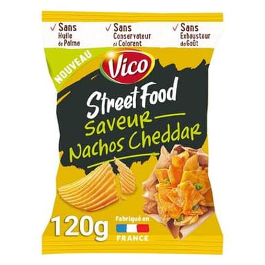 Vico Street Food Chips ondulées saveur nachos cheddar, 120g