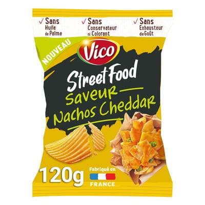 Vico Street Food Chips ondulées saveur nachos cheddar, 120g