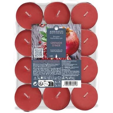 Ambiances Devineau Bougies chauffe-plats Grenade d'Inde, 24 bougies