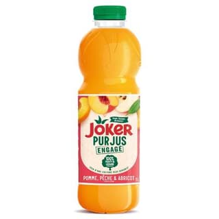 Joker Pur jus pomme pêche abricot sans sucres ajoutés, 1L
