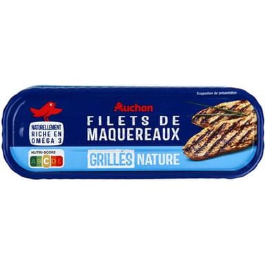 Auchan Filets de maquereaux grillés nature, 110g