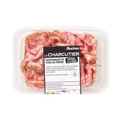 Auchan Le Charcutier Chiffonnade de pavé au poivre, 80g