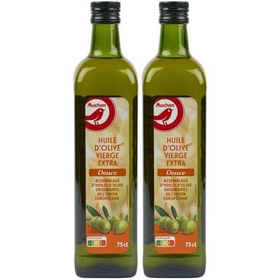 Auchan Huile d'Olive Vierge Extra Douce, Lot de 2x75cl