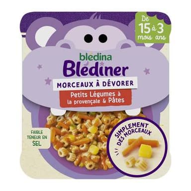 Blédina - Blédîner Petits Légumes à la Provençale et Pâtes Assiette Bébé Dès 15 mois, 200g