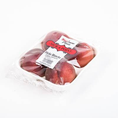 Nectar Fruits Pêche Blanche mûr à point, Barquette de 4 Pièces