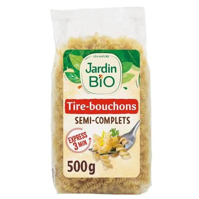 Jardin Bio Etic Pâtes Tire-bouchons semi complètes Cuisson Express Bio, 500g