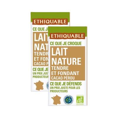 Ethiquable - Commerce Equitable - Chocolat Lait Tendre et Fondant 32% Cacao Bio du Pérou