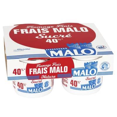 Malo Fromage frais sucré 40%mg, 4x100g