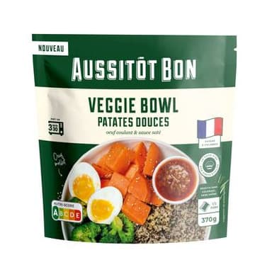 Aussitôt Bon Veggy Bowl Patates Douces Oeuf Coulant & Sauce Saté, 370g