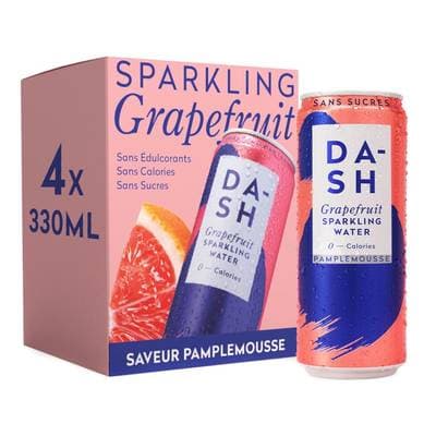 Dash Water Eau gazeuse aromatisée pamplemousse, 4x33cl
