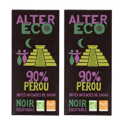 Alter Eco - Commerce Equitable - Chocolat noir 90% Cacao Bio du Pérou