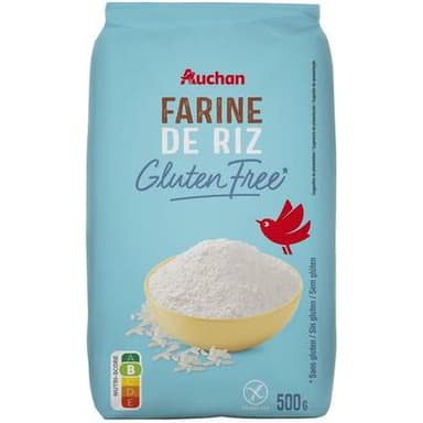 Auchan Farine de riz blanc sans gluten, 500g
