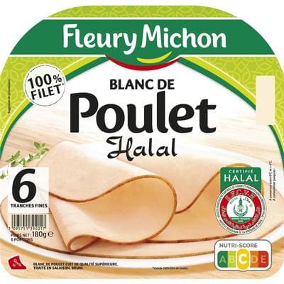 Fleury Michon Blanc de Poulet Doré Halal, 6 tranches - 180g