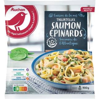 Auchan Tagliatelles au saumon et aux épinards, 900g