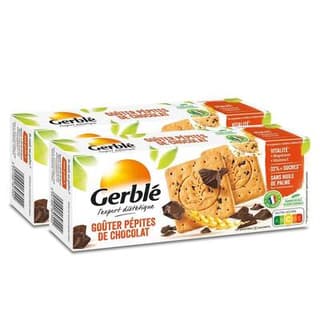 Gerblé Vitalité 12 Goûters pépites de chocolat -32% de sucres en moins, Lot de 2x250g