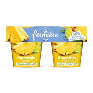 La Fermière Yaourt smoothie ananas citron vert, 2x140g