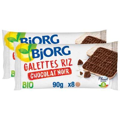Bjorg Galettes Riz Chocolat Noir Bio, Lot de 2x90g