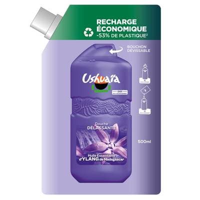 Ushuaïa Gel Douche Délassante Huile Essentielle D'Ylang De Madagascar Recharge, 500ml