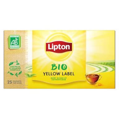 Lipton Thé noir bio yellow lable, 25 sachets
