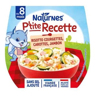 Naturnes® - P'tite Recette Risotto Courgettes Carottes Jambon Bol Bébé Dès 8 mois, 2x200g