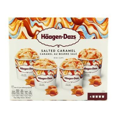 Häagen-Dazs Crème glacée Salted Caramel- Caramel au beurre salé, 4 pots - 342g