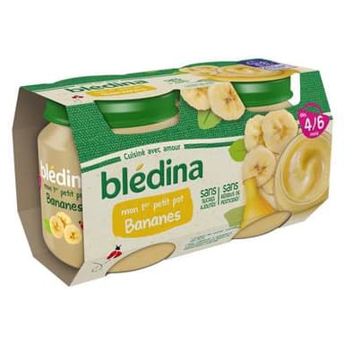 Blédina - Mon 1er petit pot Banane Pot Bébé Dès 4/6 mois, 2x130g