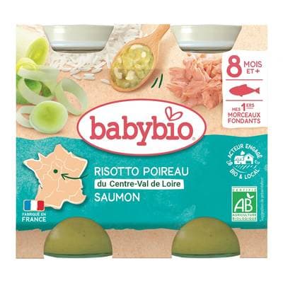 Babybio Risotto poireau saumon bio Pot Bébé dès 8 mois, 2x200g