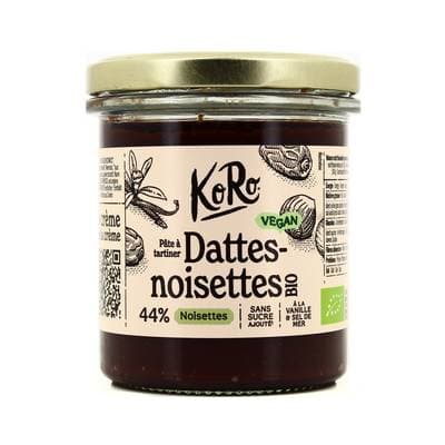 Koro Pâte à tartiner dattes et noisettes bio, 330g