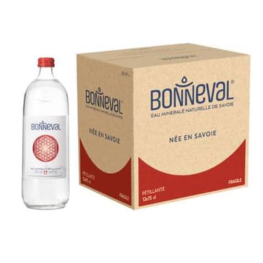 Bonneval Eau minérale gazeuse naturelle bouteille verre, 12x75cl