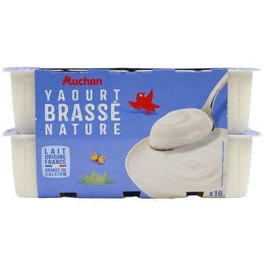 Auchan Yaourt brassé nature, 16x125g