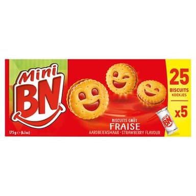 BN Mini BN fourrés à la fraise x5 pochons, 175g