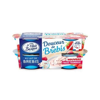 Le Petit Basque Yaourt au lait de brebis fraise framboise, 4x100g