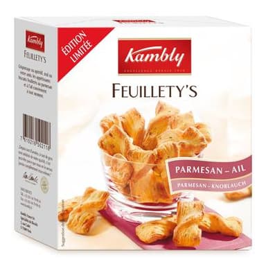 Kambly Biscuits feuilletés au beurre, au parmesan et à l'ail Feuillety's, 80g