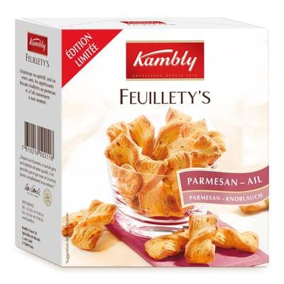 Kambly Biscuits feuilletés au beurre, au parmesan et à l'ail Feuillety's, 80g