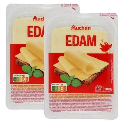 Auchan Edam en tranche, Lot de 2x200g