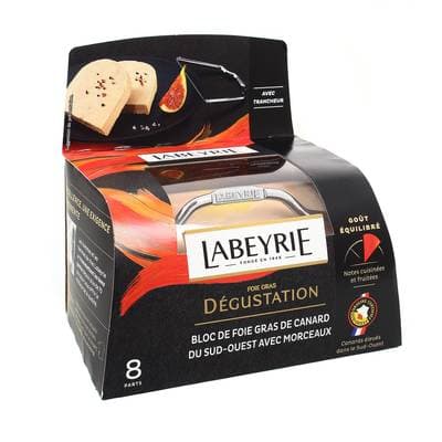 Labeyrie Bloc Foie gras de canard avec morceaux + lyre, 8 parts - 300g