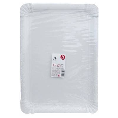 ACTUEL Plateaux carton 23x33cm blanc, 3 plateaux