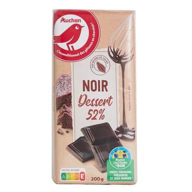 Auchan Tablette de chocolat noir dessert 52%, 3x200g